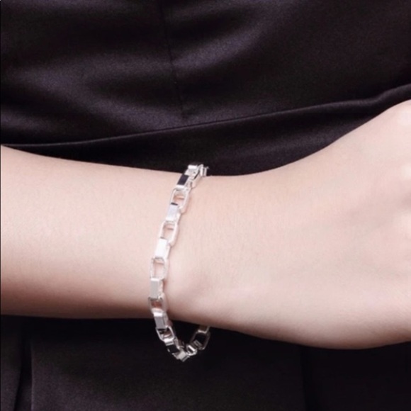 STERLING SILVER BOX CHAIN LINK MATCHING NECKLACE BRACELET SET - Picture 5 of 5